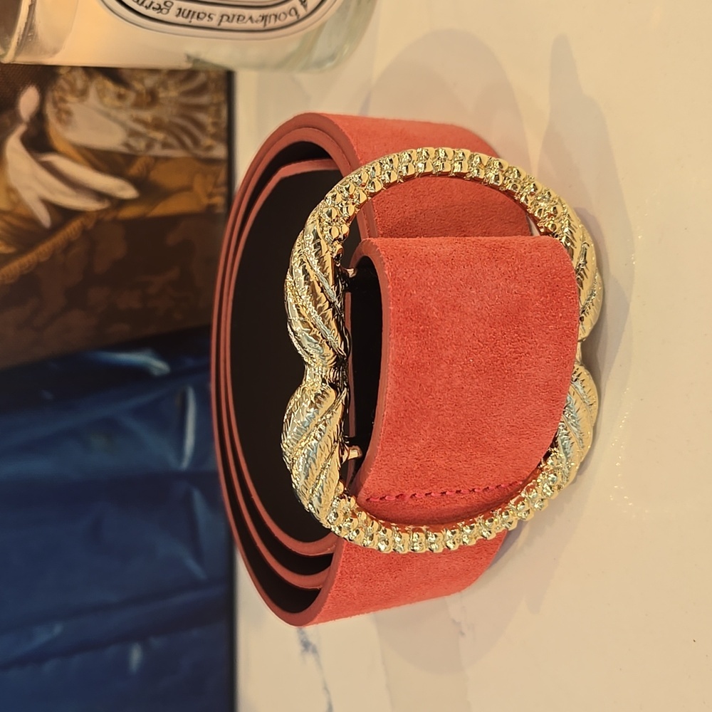 Sezane Artemis Belt, Peach, Size 80, NWT, From Paris, Comes With Floral Clutch - Picture 3 of 17
